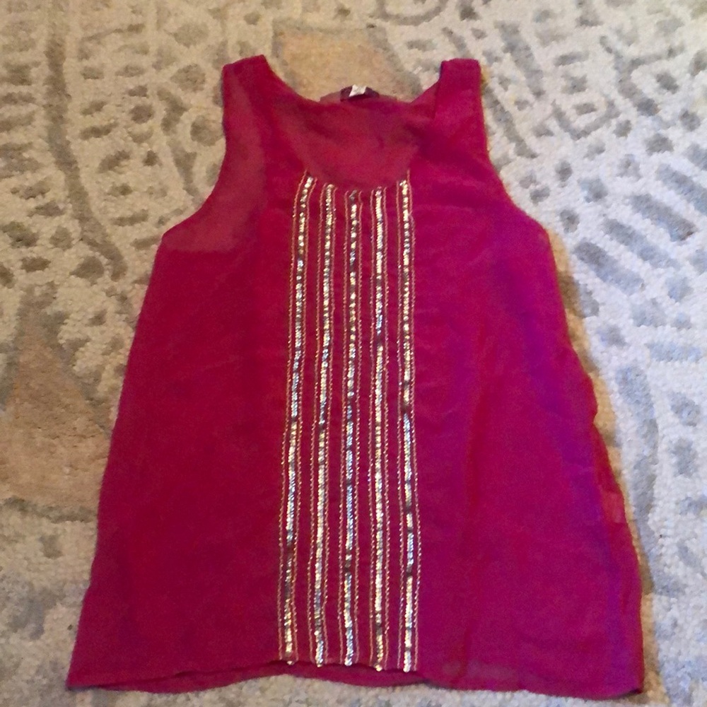 Sheer beaded pink top